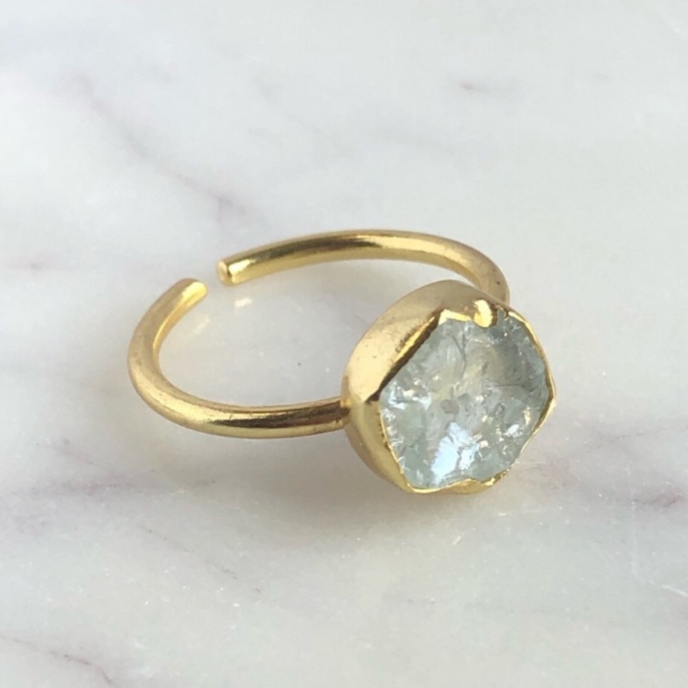 Raw Aquamarine Gold Ring